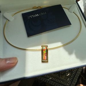 FreyWille fire Enamel choker pendant. 24k Gold plated